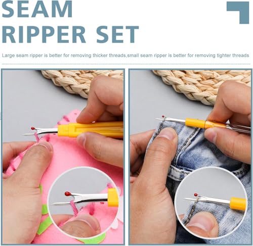 Image of Seam Ripper 3pcs Big Tool Set Piece Sewing Accessories Kit for Stitch Removal | Thread Cutting | Ideal for Sewing, Tailoring, DIY Projects | Stainless Steel Blades with Comfort Grip Handles (4, Any)
