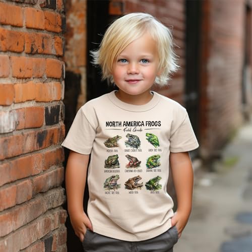 Types Of Frogs Kids Shirt - Educational North America Amphibian Herpetologist Field Guide Outfit For Girls & Boys Natural Toddler Youth Graphic Tee4