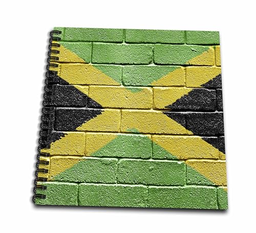 3dRose Carsten Reisinger Illustrations - National Flag of Jamaica Painted onto a Brick Wall Jamaican - Drawing Book 8 x 8 inch (db_156913_1)