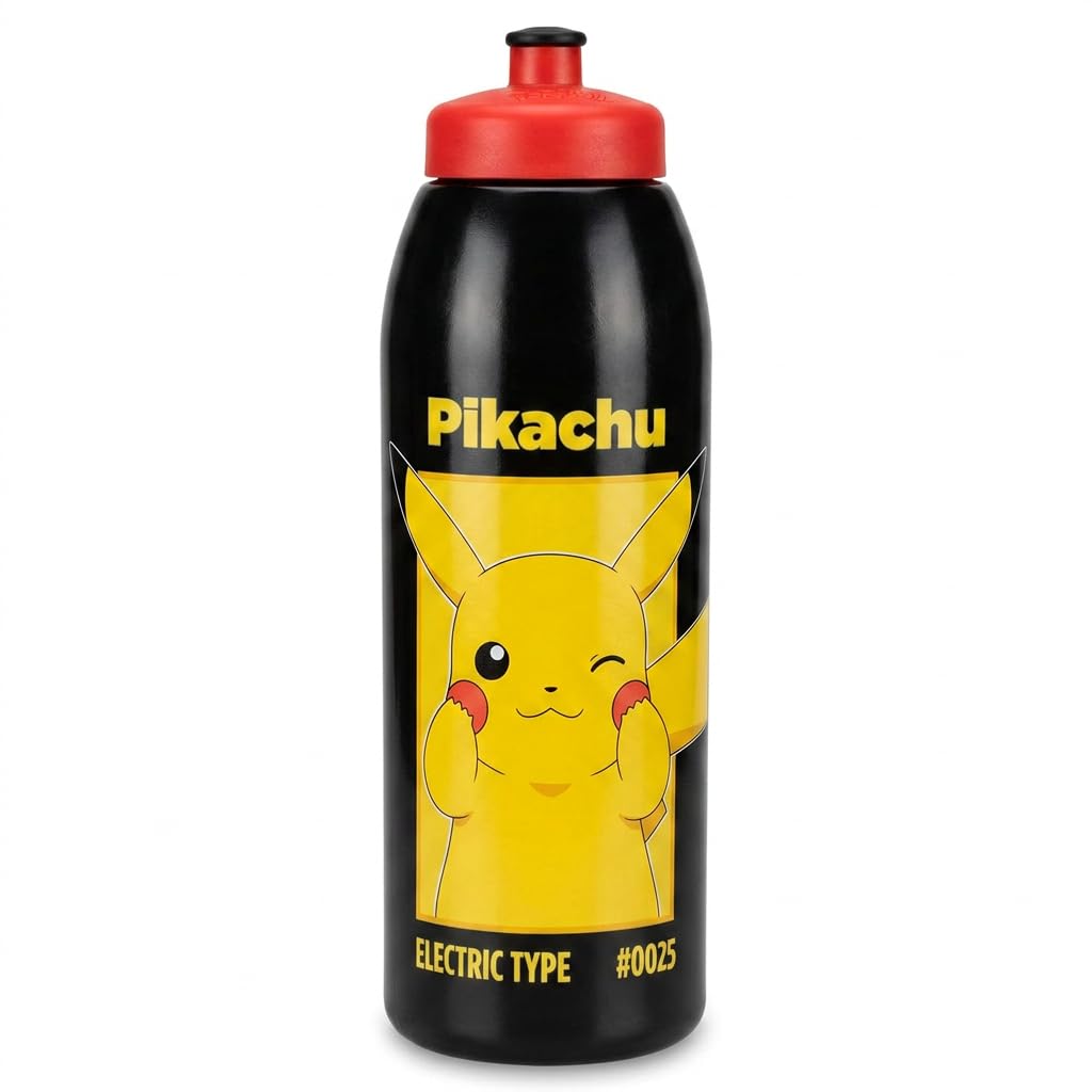 Pokemon Pikachu 900ml Water Bottle Kids Sports Drinks Bottle with Pull Spout, Large Reusable Plastic Bottle, Leak Resistant Screw Lid, School Gym Travel Hydration โ image 1