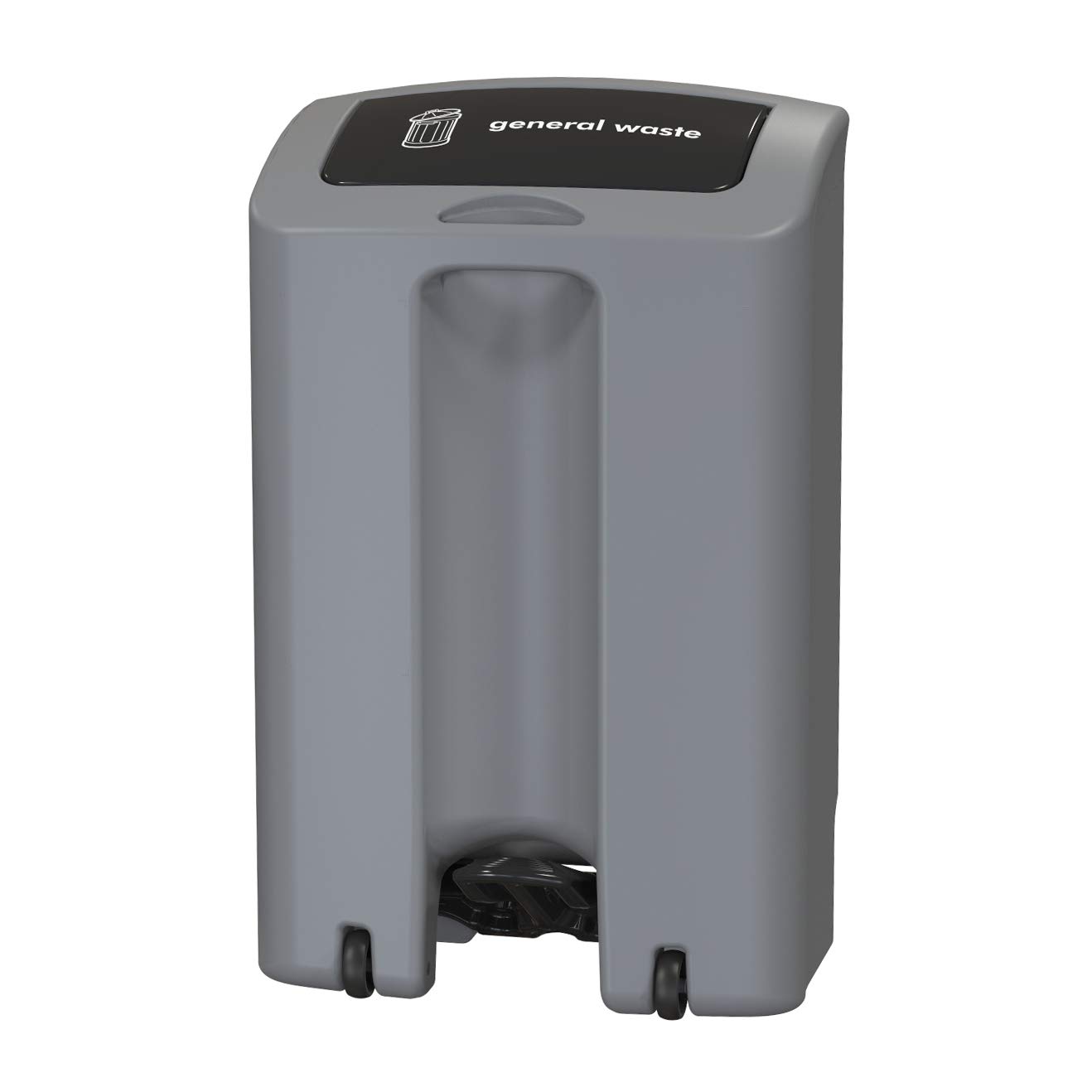 Office Needs DirectEnviroStep 90 Litre Grey Base Peddle Lift Lid Black General Waste Bin