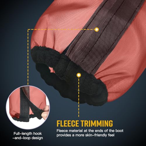 Image of Fly Boots for Horses Set of 4,Universal Size Fine Mesh Horse Fly Boots with Built-in Metal Support,Fly Leggings for Horses with Fleece Trimming and Reflective Webbing (Orange)