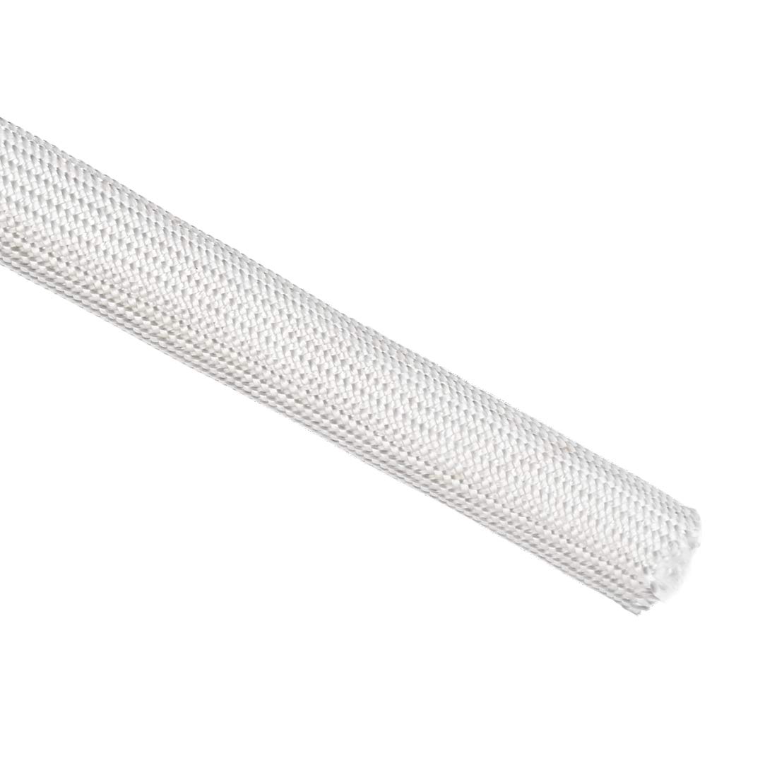 sourcing map Funda trenzada de aislamiento, manga de fibra de vidrio de alta temperatura de 9.8 pies a 14 mm, color blanco