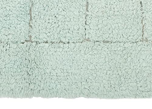 Image of THE HOME TALK Cotton Bathmats | Water Absorbent Runners | Regular Striped Rugs | Floor Mats for Kitchen, Bathroom & Sink | Ultra Soft Mats | Non-Slip Store (Dusky Blue 2, 50x80 CM)
