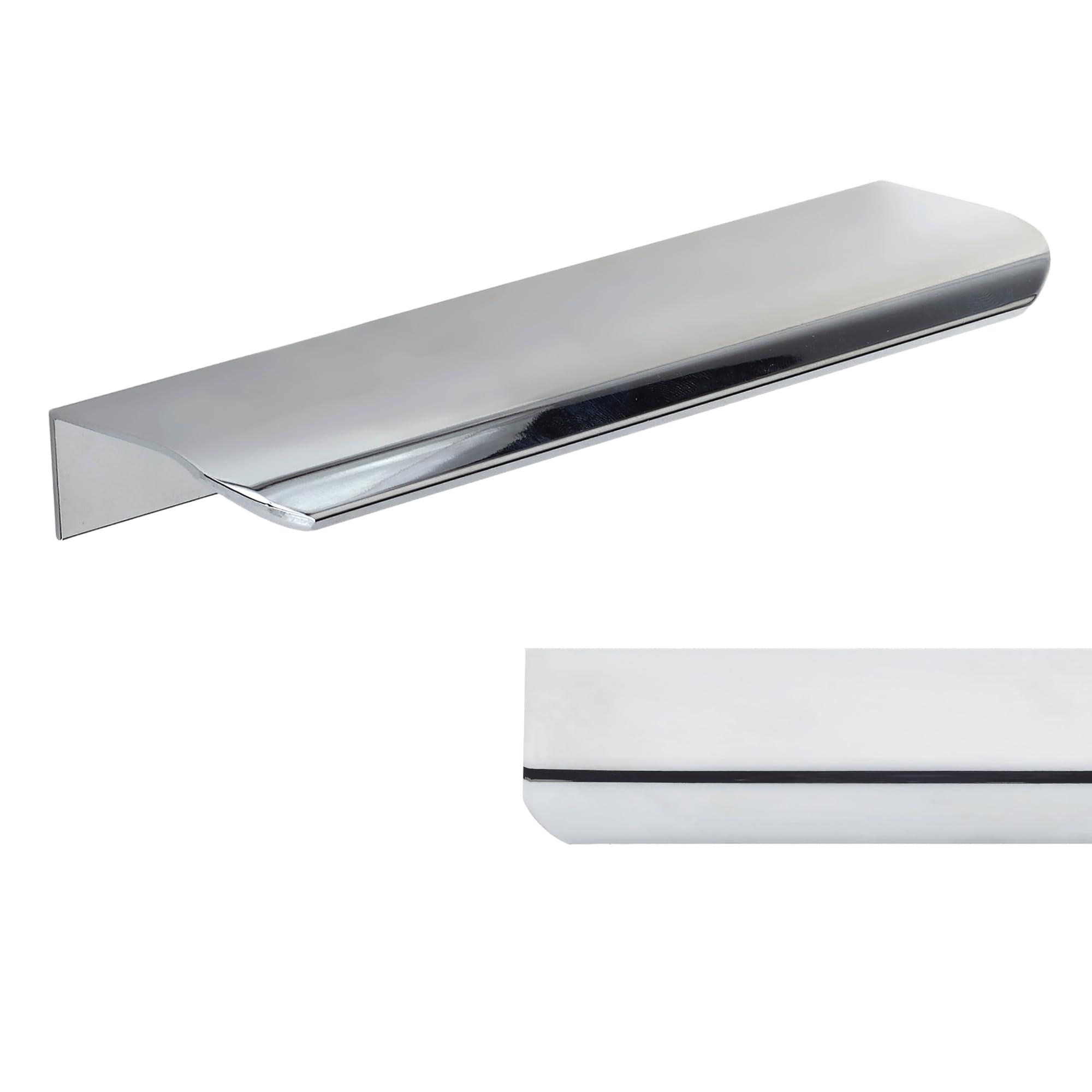 Keypak Chrome 10 Pack Lip Pull Metal Handles 150Mm - Contemporary Cabinet & Drawer Pull Handles For Kitchen Cabinets, Wardrobes, Cupboards, Furniture & Diy Renovations