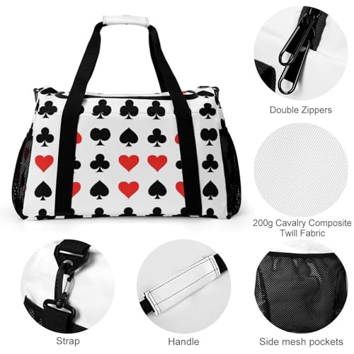 Lightweight Portable Travel Bags Poker Heart Square Pattern for Women and Men Fitness, Fishing, Hiking, Outdoor Sports, Camping, Casual Daily Use3