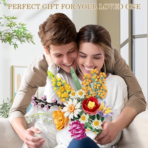 Flowers Bouquet Building Set, 1070PCS Wildflower Botanical Collection, Artificial Plant Flower Kit Toy for Adults Kids Women Her, Home Decor Gift for Birthday, Christmas, Valentines(No Vase) - image 4