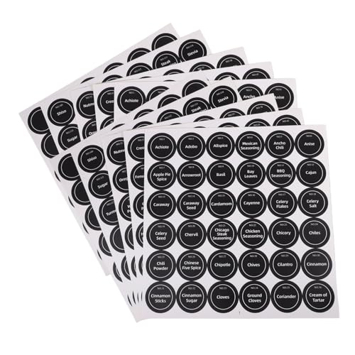 iplusmile 20 Hojas Etiquetas De Tarro De Especias Etiquetas Para Tarros De Conservas Etiqueta De Mini Botella Etiqueta De Sazonamiento En Etiquetas Removibles Black Papel