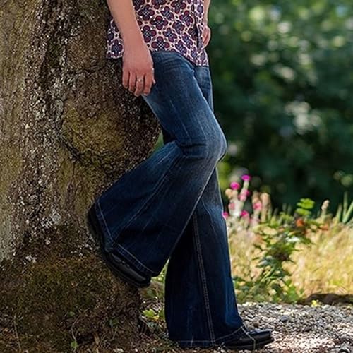 Men's Classic Retro Flared Denim Pants Vintage Relaxed Bell Bottom Jeans Casual Stretch Jean Trousers3