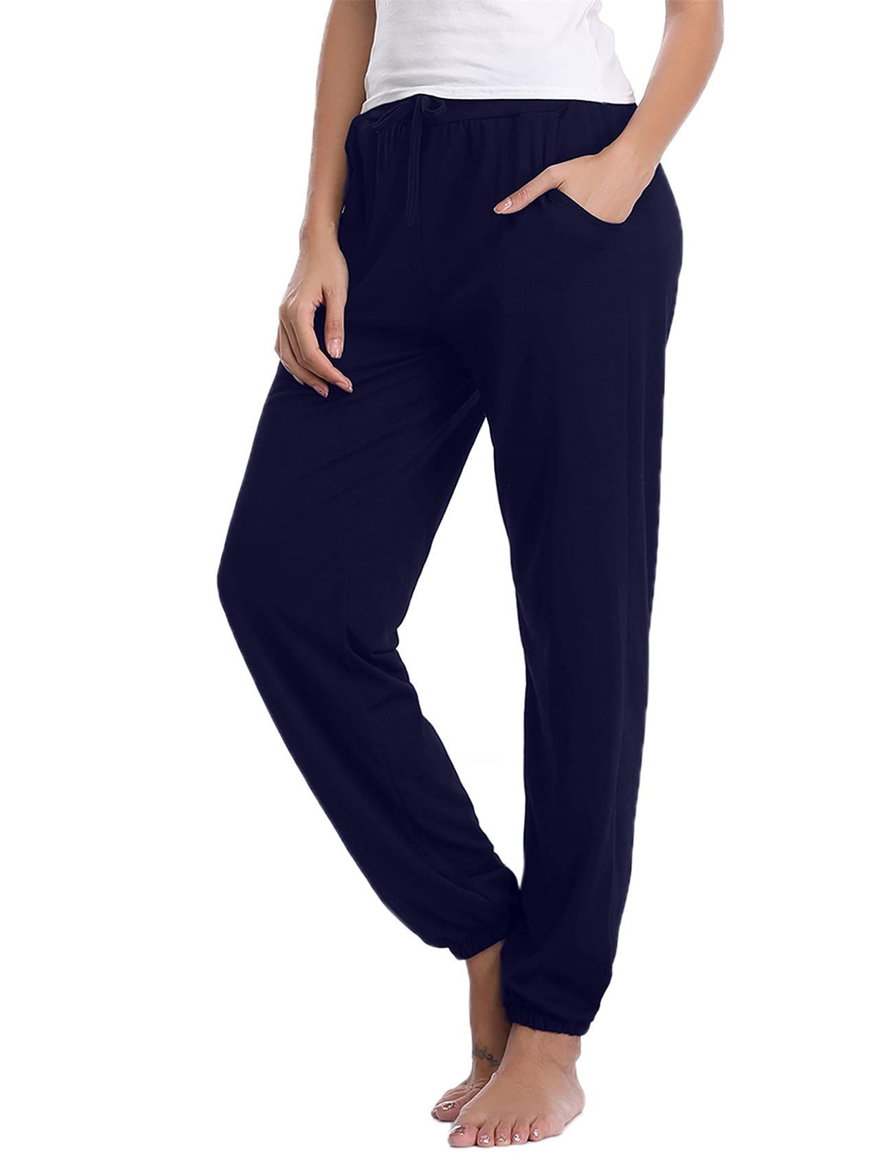 Nieery Pyjamahose Damen Baumwolle Schlafanzughose Lang Jogginghose Sporthose Sweatpants Freizeithose Hausanzug Nachtwäsche