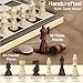 Wooden Magnetic Chess & Checkers Set, 15” Folding Chess Board | Solid Wood 2-in-1 Chess Sets for Adults with Storage Box, 2 Extra Queens, Portable Travel Chess Set for Kids & Beginners