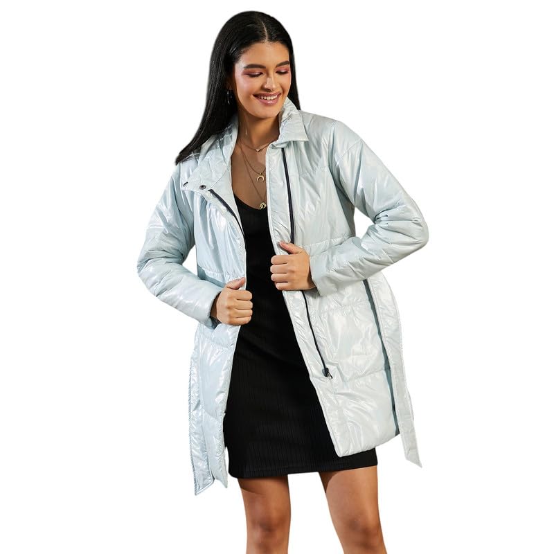 Image of PINACOLADA Women's Fleece-Lined Biker Jacket for Casual Wear | Spread Collar | Long Sleeve | Zipper Closure | Jacket Crafted with Comfort Fit for Everyday Wear