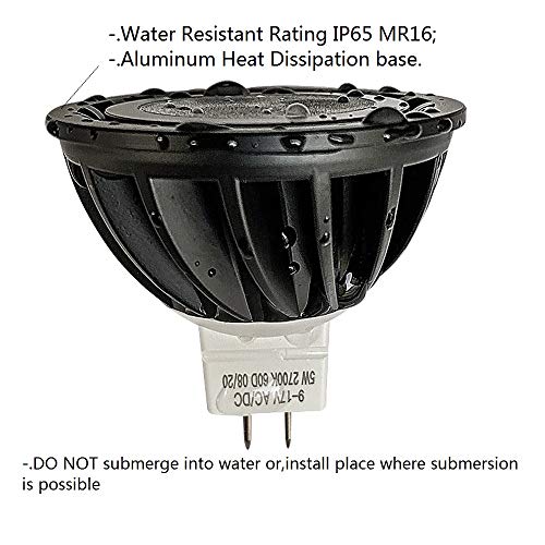 Arrownine Mr16 Led Bulb 5Watt Water Resistant Ip65,Low Voltage 9-17V Ac/Dc,Dimmable,Gu5.3 Bi-Pin Base For Indoor Recessed Bulbs,Outdoor Landscape Lighting Garden Spotlights Warm White 3-Pack #TOP1