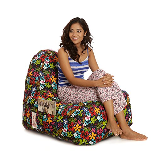 Image of Style Homez Hackey Cotton Canvas Floral Printed Bean Bag XXL Size Filled with Beans Fillers
