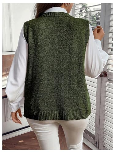 Image of MakeMeChic Women's Plus Size Oversized Sweater Vest Top V Neck Sleeveless Pullover Knit Vest Sweater