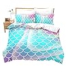 Feelyou Kids Duvet Cover Set Twin Size Mermaid Fish Scales Comforter Set Blue for Girls Teens Decorative Colorful Fish… 51zMYWgMbfL. SS100