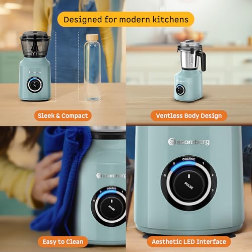 Image of Atomberg Zenova Fresh Juicer Mixer Grinder For Kitchen | Smart BLDC Motor | Grinds Like 1000 Watt | Coarse Mode for Silbatta Texture | 4 Jar With Chopper | Coconut Milk Maker | Hands-Free | Misty Teal