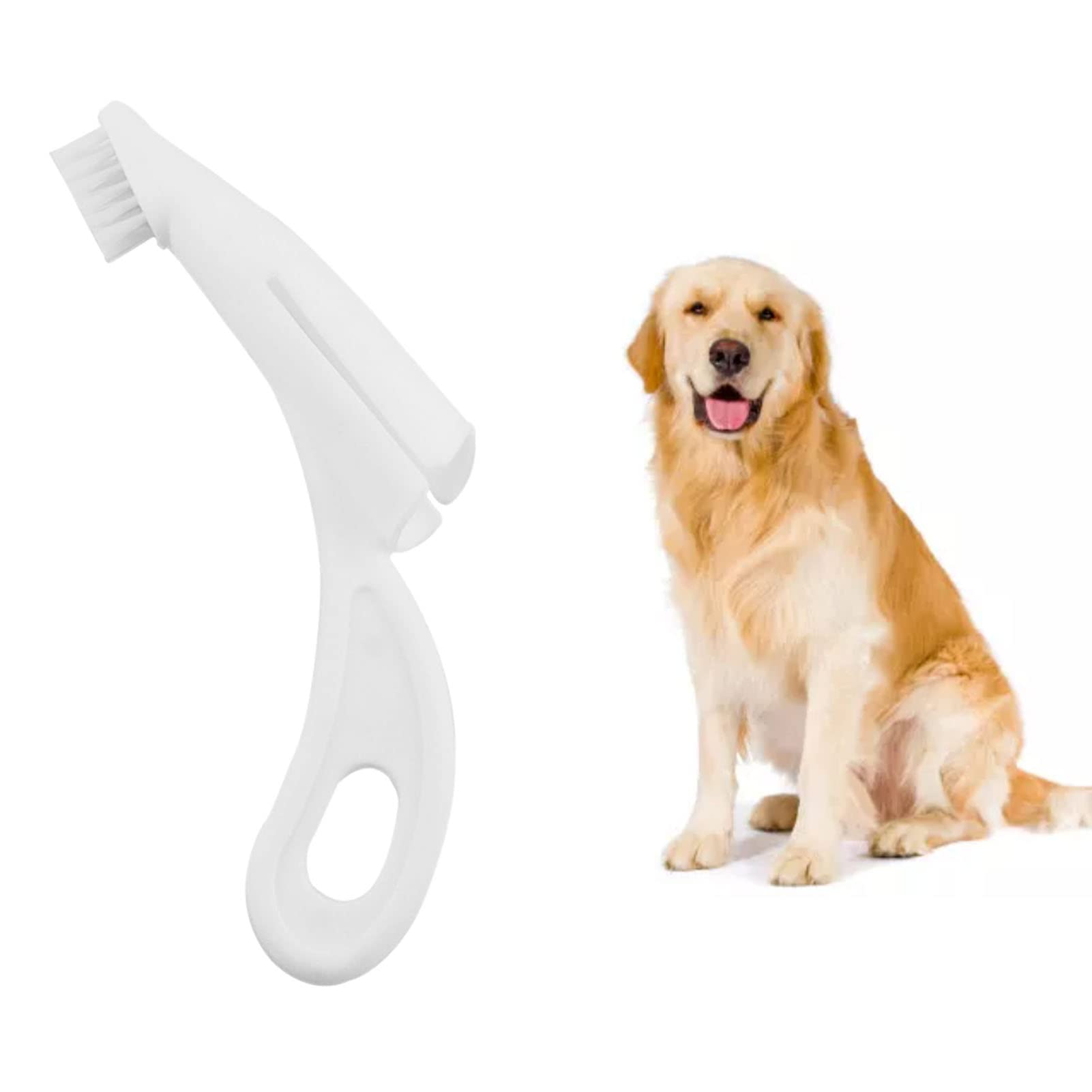 Dog Finger Toothbrush Dog Toothbrush Nylon Bristle Dental Oral Care Pet Finger Brush Teeth Gums Care Kit for Dogs Cats (White)