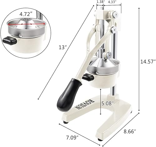 Miniatura 4 de Rovsun - Exprimidor de cítricos manual para uso comercial, para exprimir jugo de frutas, cítricos, naranja, limón y granada, Blanco