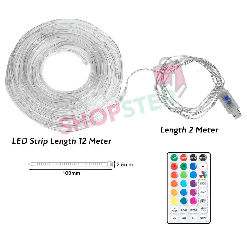 Image of Shopster Festive Edition 12 feet Heavy-Duty Jumping Trampoline for Adults & Kids with Safety Net, Remote-Control Waterproof LED Lights - Perfect for Indoor & Outdoor, Bouncer, Supports Upto 200kg