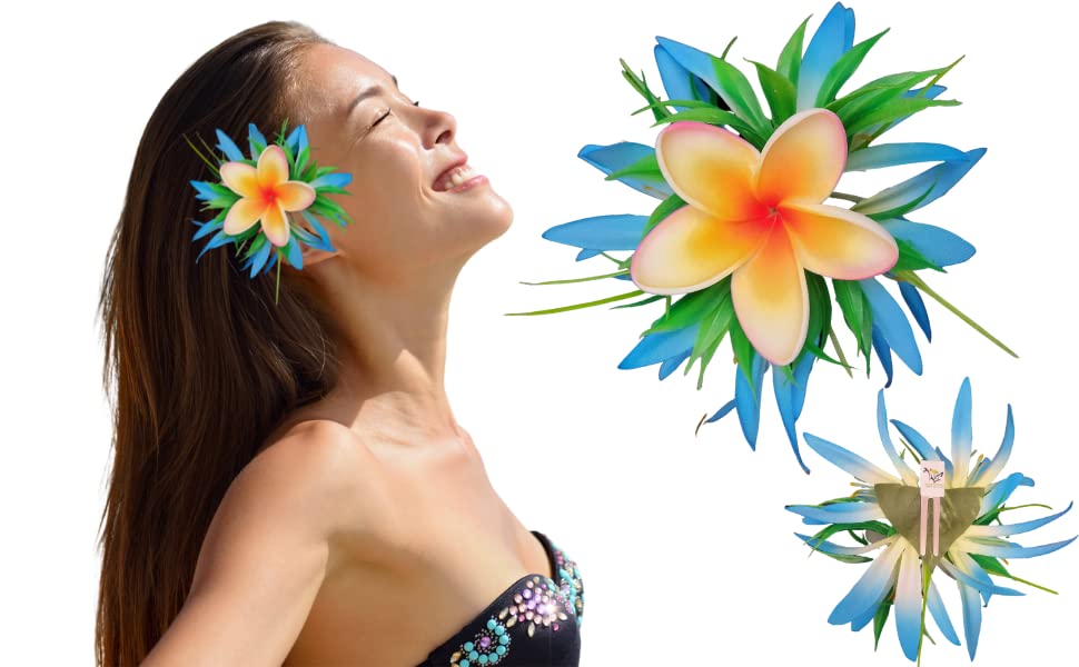 Moana Hair Clip Hawaiian Flower Hairpiece Beach Lilo Blossom Hair Accessory for Women Large Adult Hair Clip Granchos Para el cabello Realistic Luau Hula Orchid Hair Barrette by Aviella Aloha