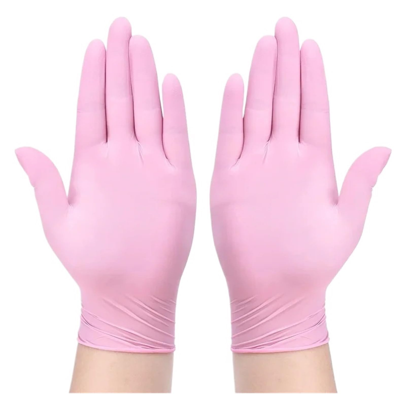 20/50/100 Szt. Różowe Rękawiczki Nitrylowe Jednorazowe Lateksowe Bezpudrowe Do Sprzątania Gospodarstwa Domowego Salon Kosmetyczny Pracująca Kuchnia(Pink 100PCS,M)