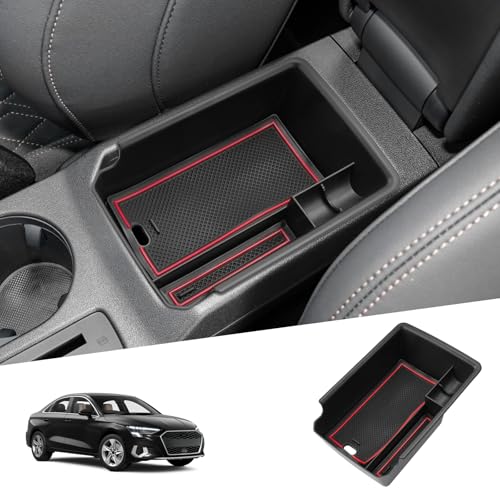 SHAOHAO Compatível com Audi A3 8Y 2022 2023 2024 2025 consola central, apoios de braços, caixa de armazenamento, acessórios para apoio de braços central, bandeja organizadora acessórios Audi A3