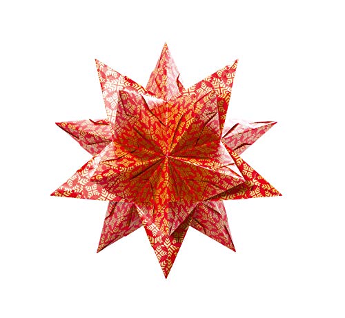 folia 409/2020, Craft Set Bascetta Star Graphic Red/Gold, 32 Sheets, 20 x 20 cm, Finished Size of Paper Star Approx. 30 cm - Image 2