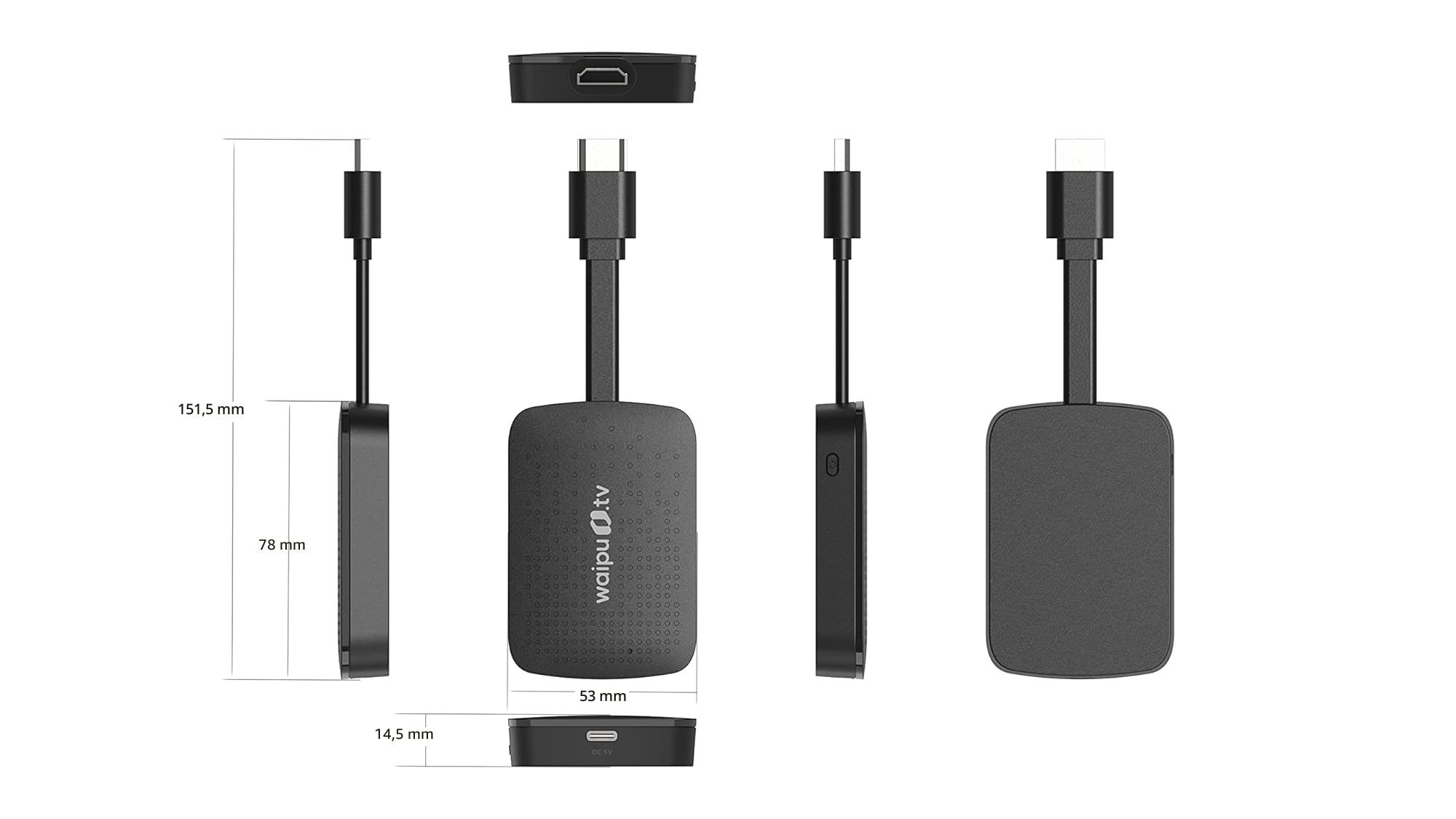 waipu.tv 4K Stick (1. Generation) Fernbedienung Schnellwahltasten Fernsehen WLAN HDMI 4K HDR Dolby Atmos Voucher 3 Monate 300 TV-Sender 40.000 Filme Serien