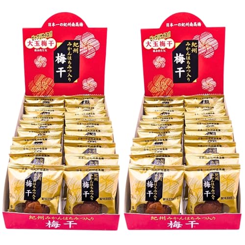 紀州みかんはちみつ入り梅干 大玉梅干 ビックリサイズ 紀州南高梅 塩分5% 個包装 和歌山 紀州産 おやつ 高級 マルチョウフーズ (20粒入り2箱セット)
