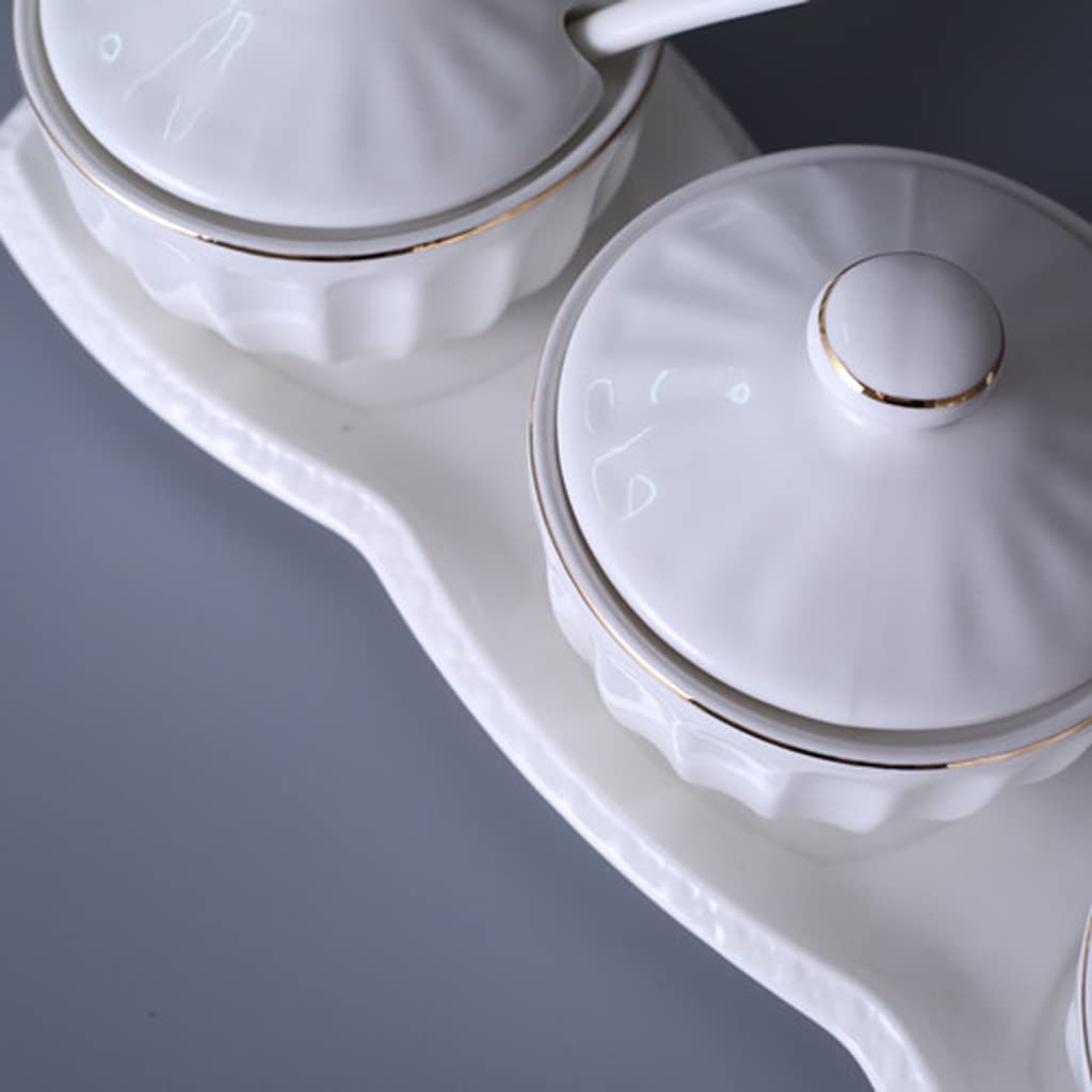 Butelka na przyprawy, ceramiczny słoik na przyprawy, Szklane słoiki na przyprawy, słoik z zestawem porcelanowych talerzy Proste pudełko na przyprawy Kreatywne ceramiczne słoiki na przyprawy Słoik na p