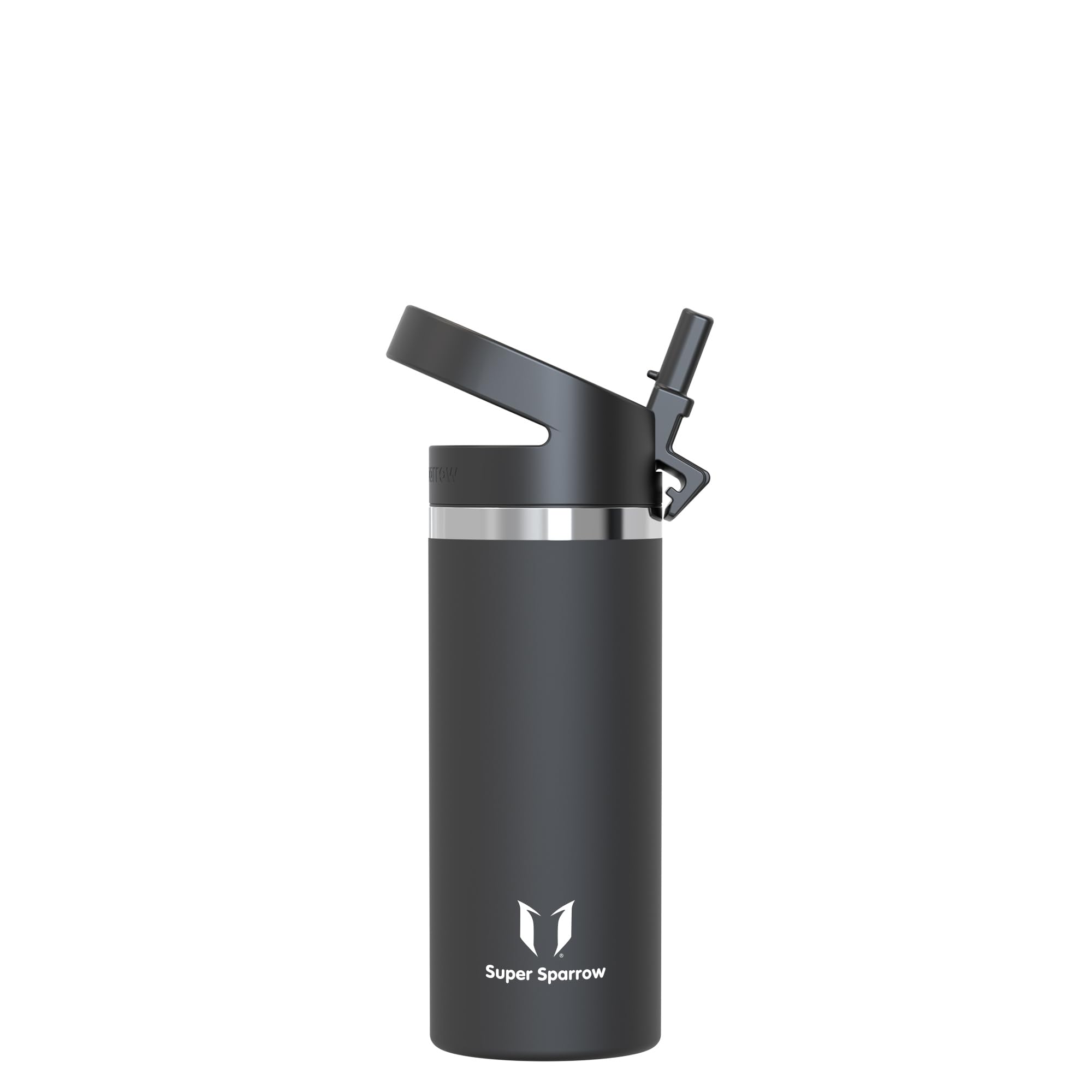 Super Sparrow Water Bottle Insulated - 500ml - Wide Mouth Metal Bottle - Wide Mouth SwivelSip Flask - BPA Free, Leak Proof - Ergonomic Straw Water Bottles for Work, Gym, Travel, Sports