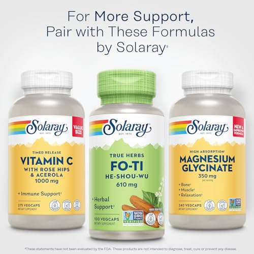 Image of SOLARAY Fo-Ti Capsules - Chinese Herbal Supplement for Men & Women, Support for Herbal Wellness, Vegan, Non GMO, & Lab Verified, 610 mg - 100 Servings, 100 Veg Caps