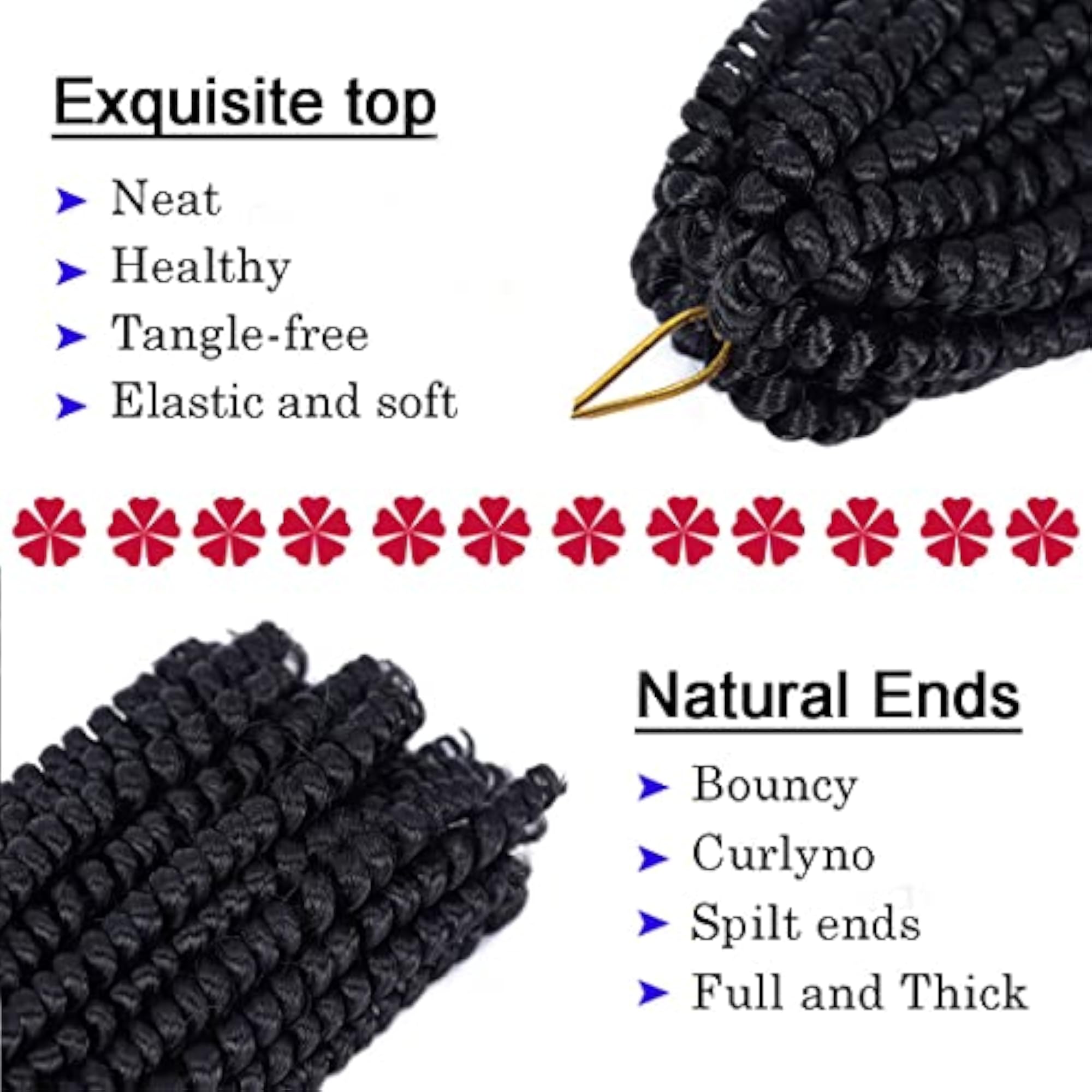 6 Packs Spring Twist Crochet Hair, 8 Inch