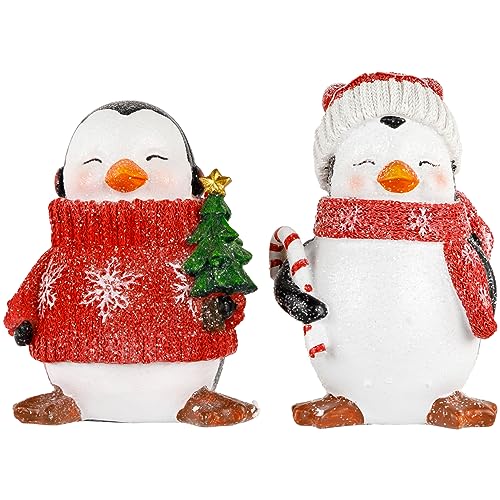 Northlight Glittered Penguins with Sweater and Scarf Christmas Figurines - 6