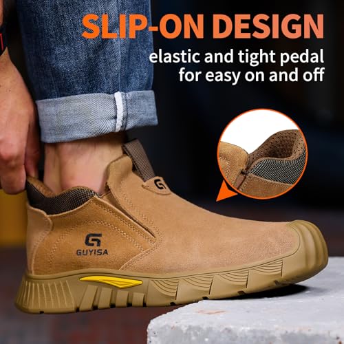Image of Welding Boots for Men Slip On Work Boots for Men Fireproof Steel Toe Boots Men's Steel Toe Shoes Indestructible Safety Toe Shoes Construction Boots for Welder Men's Work Shoes.