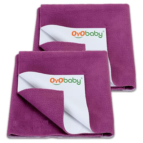 Image of OYO BABY Baby Dry Sheet Combo, Pack of 2 Medium 100x70 cm | Durable Waterproof Mattress Protector | Quick-Dry, Breathable, Extra Absorbent for Babies 0-12 Months - Rani Pink