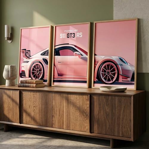 Image of walllane Big Porsche Car Framed Posters Gift Items for Boys Room Wall Decoration Bedroom Living Room Office Studio Decor | Car Poster Frame for Wall Decor Set Of 3 Size(13x17 inch), Framed