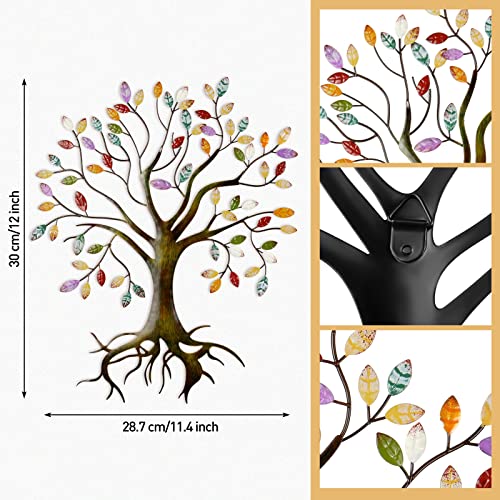 Moxweyeni DD-MOXWEYENI-323 Metal Tree Wall Sculpture Gold Tree Home Decor Multi Colored Leaf Art Handcrafted Branches Of Nature Tree Of Life Hanging Decor thumb #2
