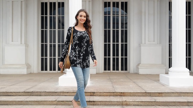 CATHY Womens Long Sleeve Casual Tunic Tops Fall Fashion 2026 Loose