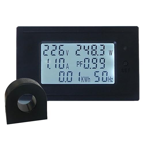 5A 10A 20A 100A AC LCD デジタルパネル電圧電流電力ワットメーターモニター電圧計電流計電力計テスター検出器(100A with CT)