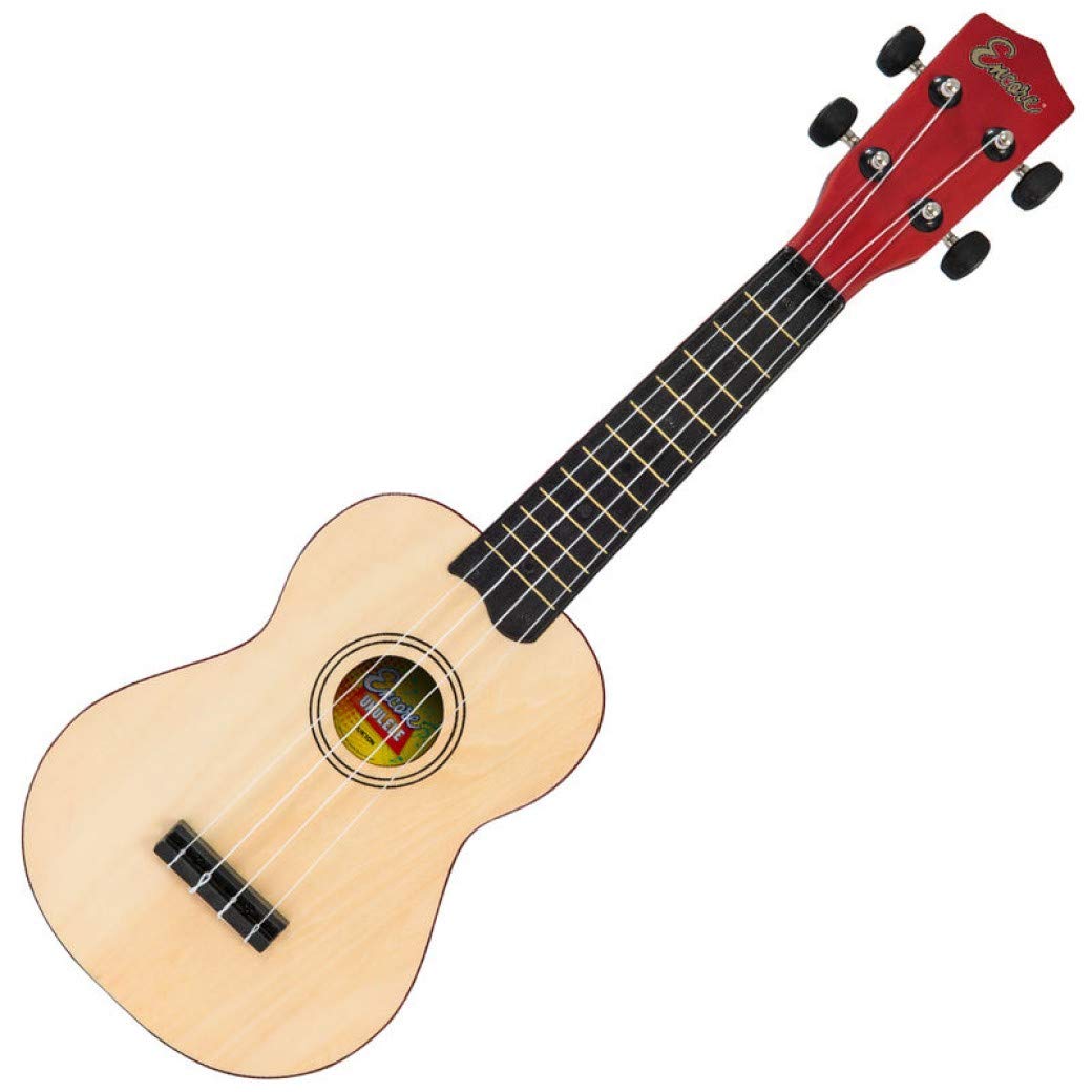 Encore Soprano Ukulele - Natural Brown - Wooden Top Nylon Strung - Ideal for Kids Ages 3+