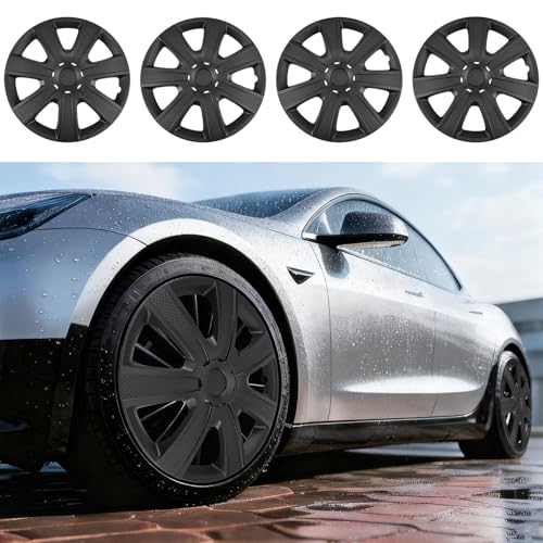 Image of 15 inch Hubcaps Set of 4, Matte Black Textured Wheel Covers, Universal ABS Snap-On Hub Caps for 15 inch Wheels, Car SUV Truck Wheel Rim Covers, Easy Installation Exterior Accessories