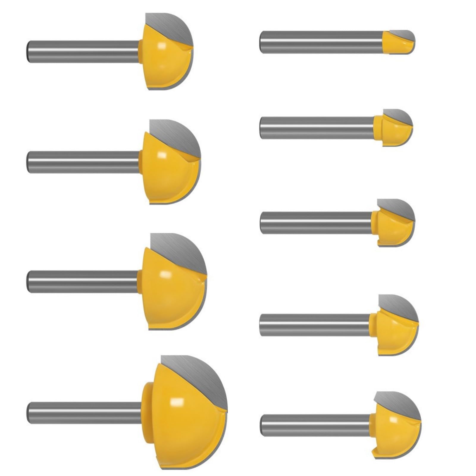WEILWH 6Pcs Carbides Tipped Round Nose Routers Bit Set For Woodworking With 6Mm Shank And Multiple Diameters From 6.35~30Mm