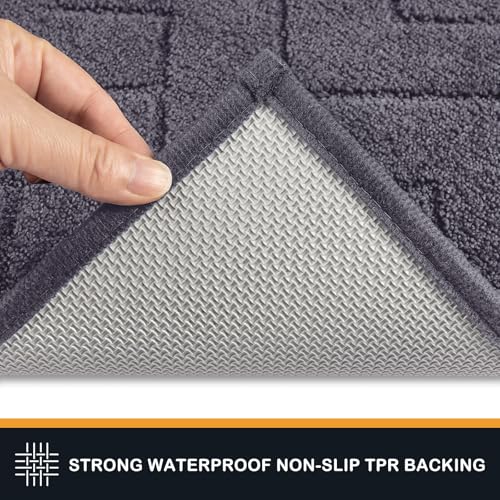 PURRUGS Dirt Trapping Door Mat 32" x 47", Non-Slip Machine Washable Entry Rug, Shoe Scraper, Dog Doormat, Super Absorbent Welcome Mat for Front & Back Door, Muddy Wet Shoes & Paws, Grey