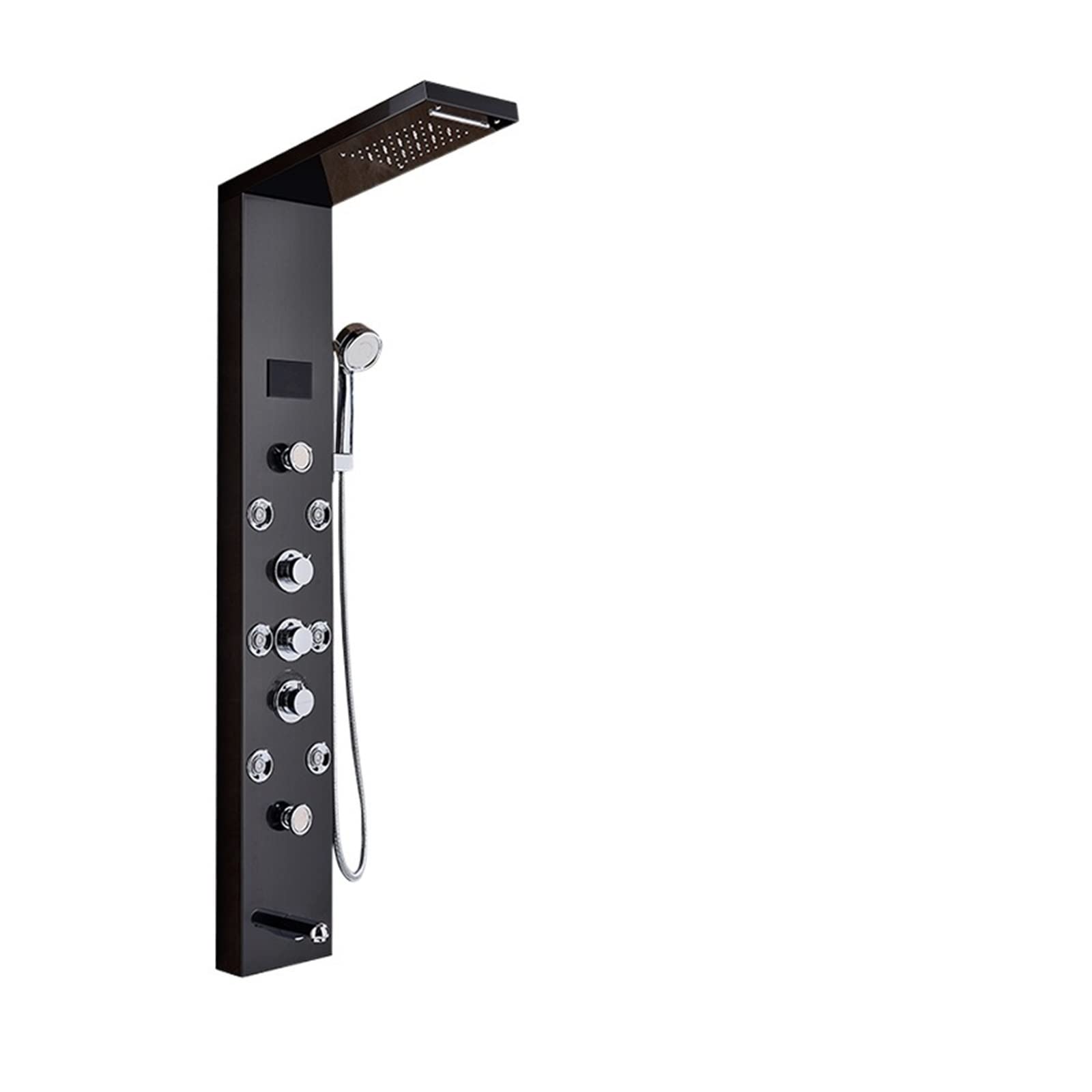 Soywim Black Bronze 8009 Shower System, Black Nickel Led Rain Waterfall Shower Faucet Set Panel Column Multi-Functional Nozzle Massage Spa Jet Temperature Screen(Black Bronze 8009)
