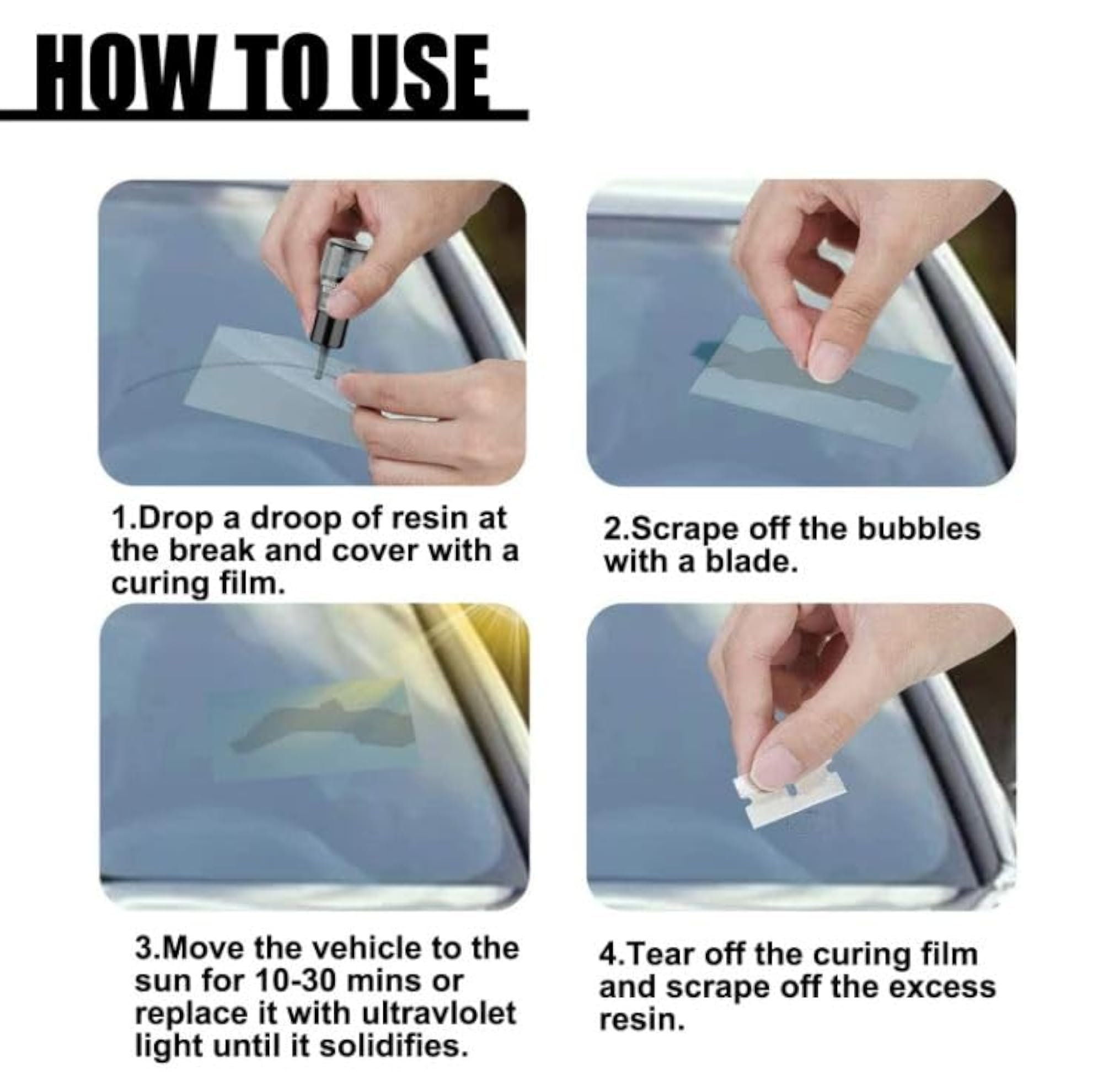 Windshield Repair Kit for Cars, DIY Chip & Scratch Fix