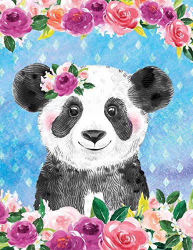 Big Fat Bullet Style Journal Cute Panda Bear In Flowers: Huge Dot Grid Book For Journaling Over 300 Numbered Pages (Flower Animals Series)