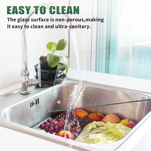 Seelenruhe Tempered Glass Cutting Boards for Kitchen Counter, 2PCS 12x16 inch Clear Cutting Boards for Countertop, Non-Slip, Heat-Resistant, Easy to Clean, Kitchen Decoration by Seelenruhe - Used condition - Image 3