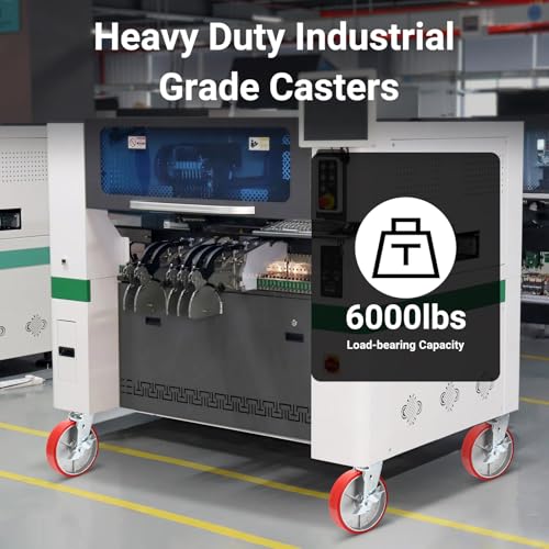 Image of Nefish 8 Inch Heavy Duty Industrial Grade Casters Wheels, Aluminum Core PU Castor Set of 4, Durable Plate Swivel Casters with Brake 6000 LBS, Anti-Corrosion Wheels for Industrial, Equipment